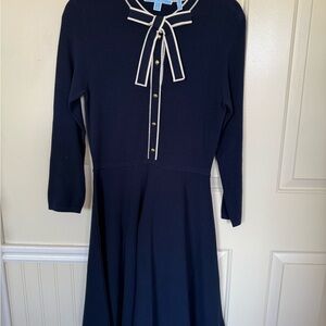 Draper James Navy with White Trim and Bow Dress